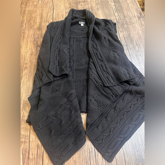 J. Jill Black open front cable knit Waterfall sweater vest Size Medium Chunky - Picture 3 of 5